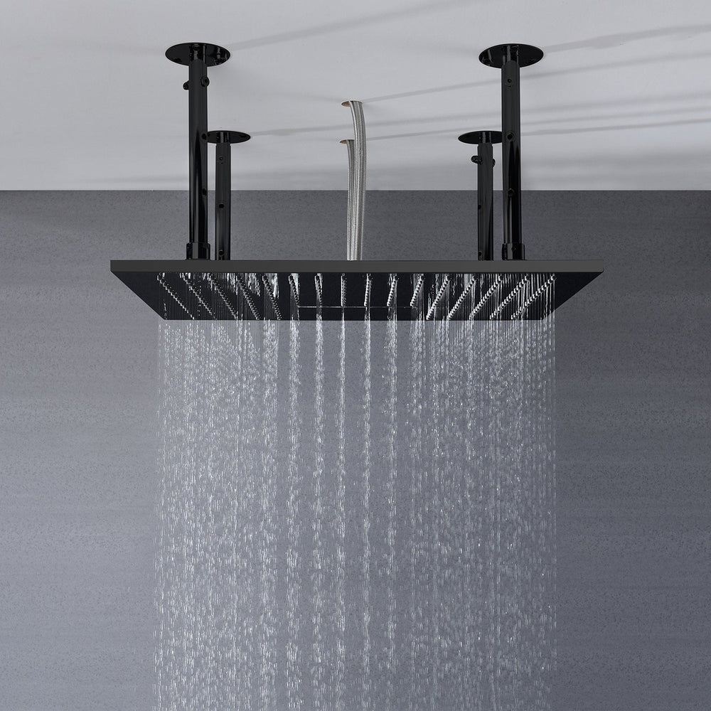 
                  
                    20inch matte black ceiling mount rainfall waterfall shower systems 3 way digital display thermostatic valve with 6 body jets
                  
                