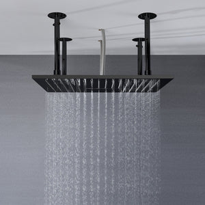 
                  
                    20'' Flushed on ceiling matte Black 3 way thermostatic shower faucets without body jets
                  
                
