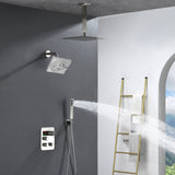 wall mount 6inch regular high water pressure shower head ceiling mount 16 inch or 12 inch rainfall shower head 3 way Digital Display thermostatic shower system