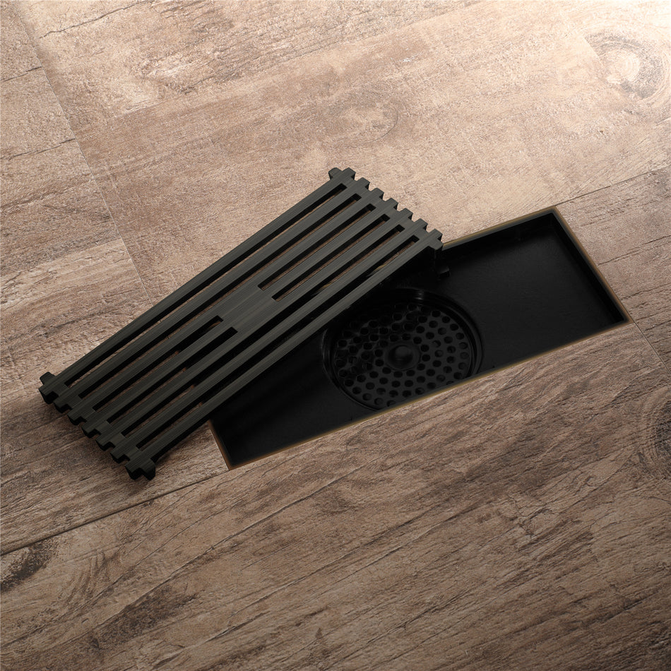 Oil rubbered bronze brass shower drain 4 inch square with ABS base (Copy)