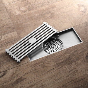 
                  
                    8 Inch Shower Linear Brushed Nickel Drain Rectangular Floor Drain with Accessories Square Hole Pattern Cover Grate Removable Brushed Nickel Brass
                  
                