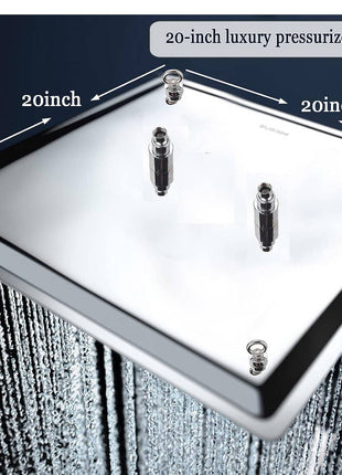 20 Inch Shower Head  Shower Heads Large Rain Square Shower Heads Ultra Thin Polish Chrome 304 Stainless Steel Bath Shower rainfall Full Body Coverage with Silicone Nozzle