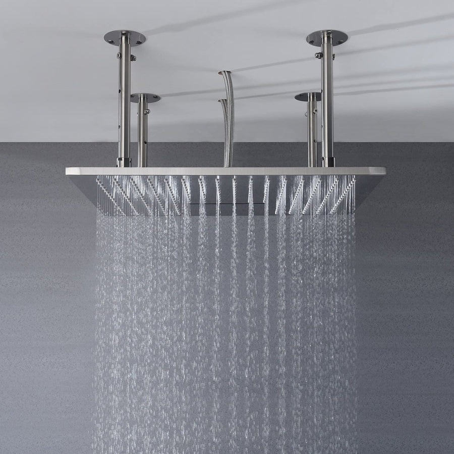 20inch two functions matte black rainfall waterfall shower head
