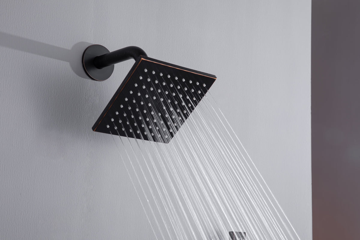 64 LED light Bluetooth Music 20-inch Rainfall Waterfall Flush Mounted Oil Rubbed Bronze 6-Way Thermostatic Shower Faucet System With Regular Heads And Handle Wand,Body Jets - Grolta Group USA