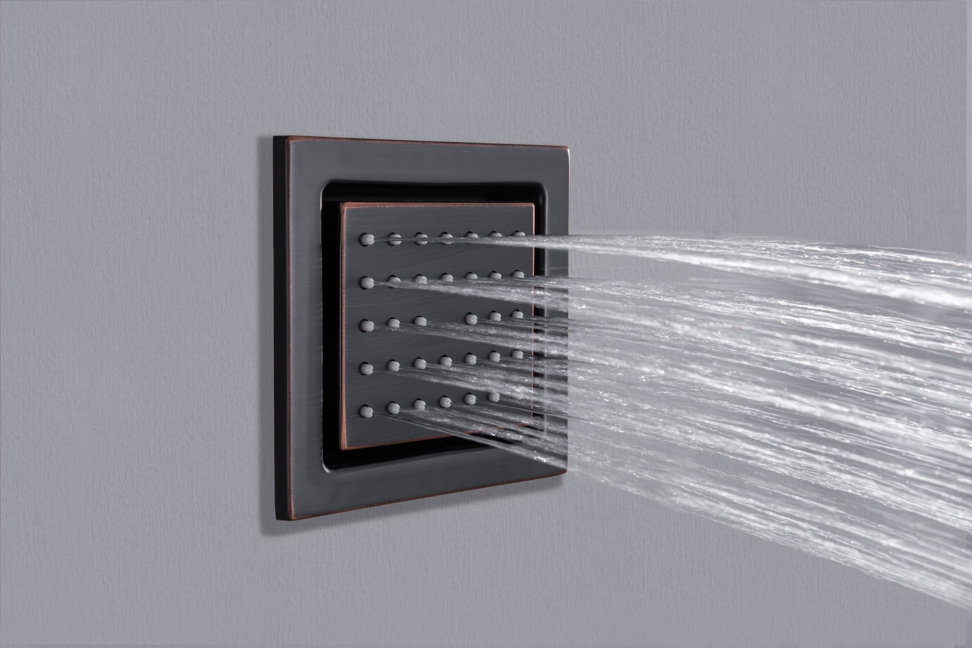 64 LED light Bluetooth Music 20-inch Rainfall Waterfall Flush Mounted Oil Rubbed Bronze 6-Way Thermostatic Shower Faucet System With Regular Heads And Handle Wand,Body Jets - Grolta Group USA