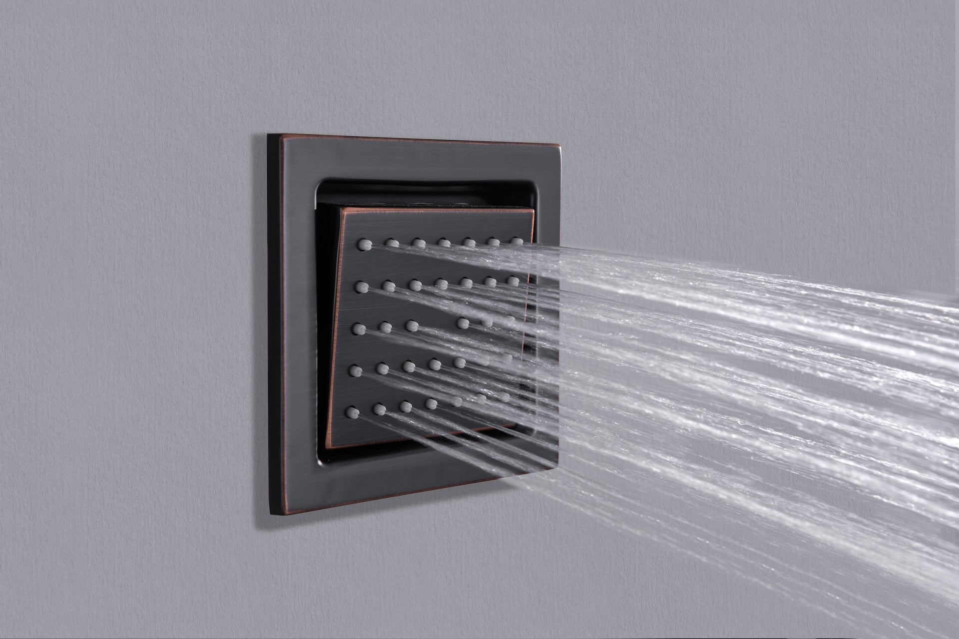 64 LED light Bluetooth Music 20-inch Rainfall Waterfall Flush Mounted Oil Rubbed Bronze 6-Way Thermostatic Shower Faucet System With Regular Heads And Handle Wand,Body Jets - Grolta Group USA