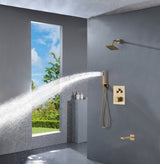 Brushed gold 3 way Thermostatic Shower valve system with tub spout that each function run all together and separately