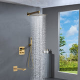 Brushed gold 3 way Thermostatic Shower valve system with tub spout that each function run all together and separately