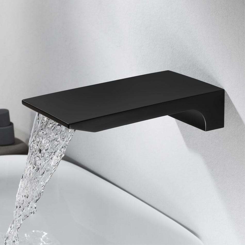 matte black waterfall tub spout wall mount