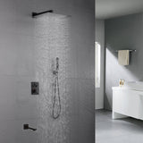 12 inch or 16 inch wall mount matte Black Rain Shower Head 3 way thermostatic shower faucet with Tub spout