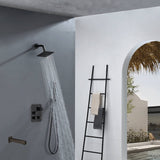 12-Inch Rainfall with our Wall-Mounted Oil Rubbed Bronze 3-Way Thermostatic Shower Faucet System: Simultaneous and Independent Functionality with Tub Spout,LED or Non-LED Options - Grolta Group USA