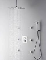 12 or 16 inch Chrome Ceiling Mount 3 way Thermostatic valve that each function run at the same time and separately