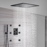 20-inch or 24 inch LED light ceiling mounted Matte Black 3 way touch-panel valve with a big water flow adjustable fixture