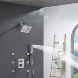 12 inch or 16 inchBrushed Nickel Wall Mount 3 way Thermostatic valve that each function run at the same time and separately