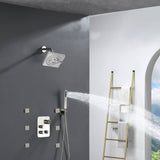 12 inch or 16 inchBrushed Nickel Wall Mount 3 way Thermostatic valve that each function run at the same time and separately