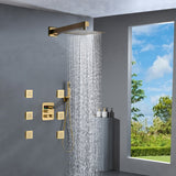 Brushed gold 3 way Thermostatic Shower jets system that each function run all together and separately
