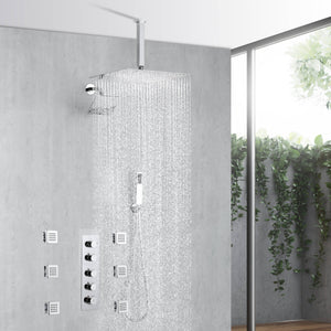 
                  
                    Chrome Ceiling 12 Inch or 16 inch Rainfall Shower Head Wall Mount 6 Inch Regular High Water Pressure Shower Head 4 Way Thermostatic Shower Faucet Each Function Work All Together And Separately
                  
                