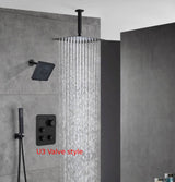 wall mount 6inch regular high water pressure shower head ceiling mount 16 inch or 12 inch rainfall shower head 3 way Digital Display thermostatic shower system