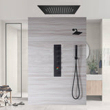 20 inch flushed mounted rainfall waterfall 64 led light bluetooth music 4 way digital display thermostatic shower system with regular head