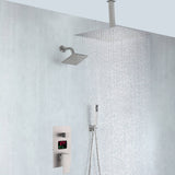 Brushed nickel rainfall shower head high pressure shower head 3 way thermostatic valve shower heads systems