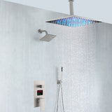 Brushed nickel rainfall shower head high pressure shower head 3 way thermostatic valve shower heads systems