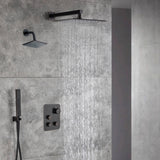 oil rubbered bronze Wall 12 Inch or 16 inch led Light Rainfall Shower Head Wall Mount 6 Inch Regular High Water Pressure Shower Head 3 Way Thermostatic Shower Faucet Each Function Work All together and separately