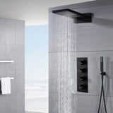 22-Inch Brushed Gold or Brushed Nickel Or Matte Black 3 Way Thermostatic Shower Faucet System with Rainfall and Waterfall