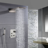 22'' Brushed nickel 3 way Thermostatic display valve Rain & Waterfall Shower Faucet
