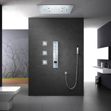 Chrome Flush in 31'' x 23'' Rainfall Shower Head Faucet 6 Function Digital display Thermostatic Mixer Valve with 6 pcs (4 x 4 inch) body jets
