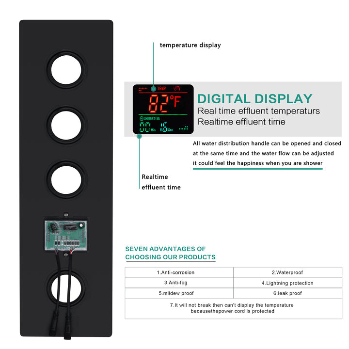 Q3 3 Way Thermostatic Valve with Digital Display  - Matte Black