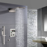 22'' Brushed nickel 3 way Thermostatic display valve Rain & Waterfall Shower Faucet