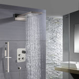 22'' Brushed nickel 3 way Thermostatic display valve Rain & Waterfall Shower Faucet