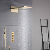 22-Inch Brushed Gold or Brushed Nickel Or Matte Black 3 Way Thermostatic Shower Faucet System with Rainfall and Waterfall