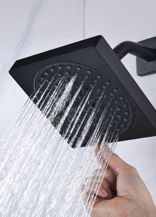 64 LED colors 20 inch Matte Black flushed on rainfall shower systems 3 way Digital display thermostatic valve with Regular head and touch panel