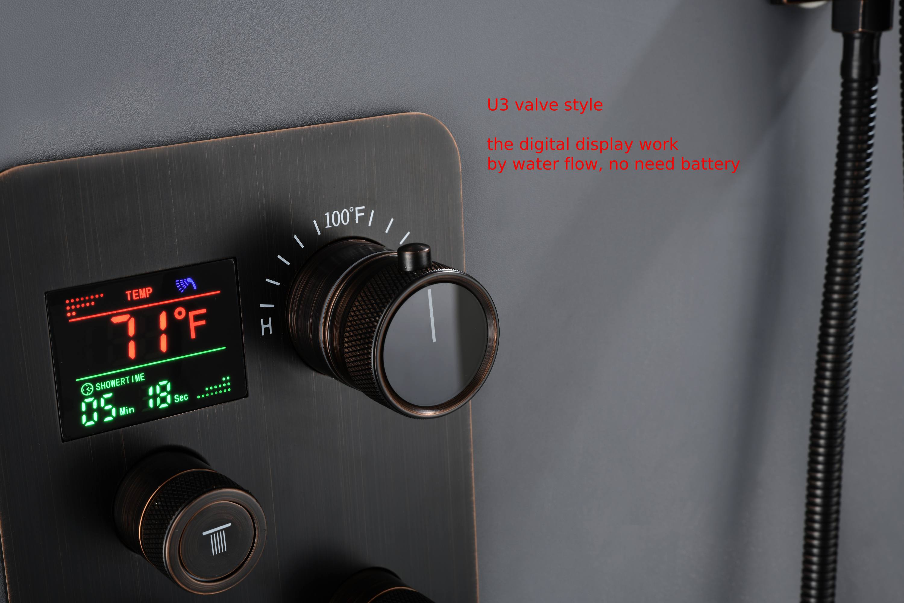 12-Inch Rainfall with our Wall-Mounted Oil Rubbed Bronze 3-Way Thermostatic Shower Faucet System: Simultaneous and Independent Functionality with Tub Spout,LED or Non-LED Options - Grolta Group USA