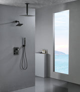 wall mount 6inch regular high water pressure shower head ceiling mount 16 inch or 12 inch rainfall shower head 3 way Digital Display thermostatic shower system