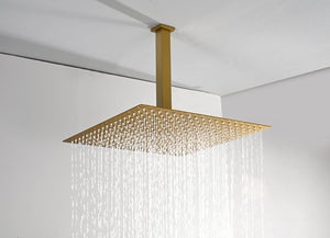 
                  
                    Brushed Gold Dual rainfall shower head high pressure shower head 3 way thermostatic valve shower heads systems each function work at the same time and separately
                  
                