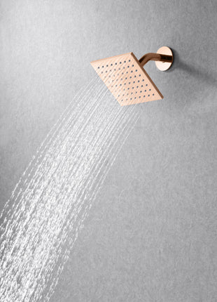 Flushed mount 12 inch 64 LED colors light Rose Gold Bluetooth Music 4 Way Thermostatic Shower Faucet with Regular head