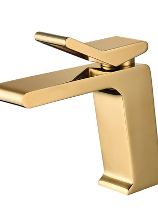 Polished Gold Single Handle Sink Faucet with Pop Up Overflow Drain