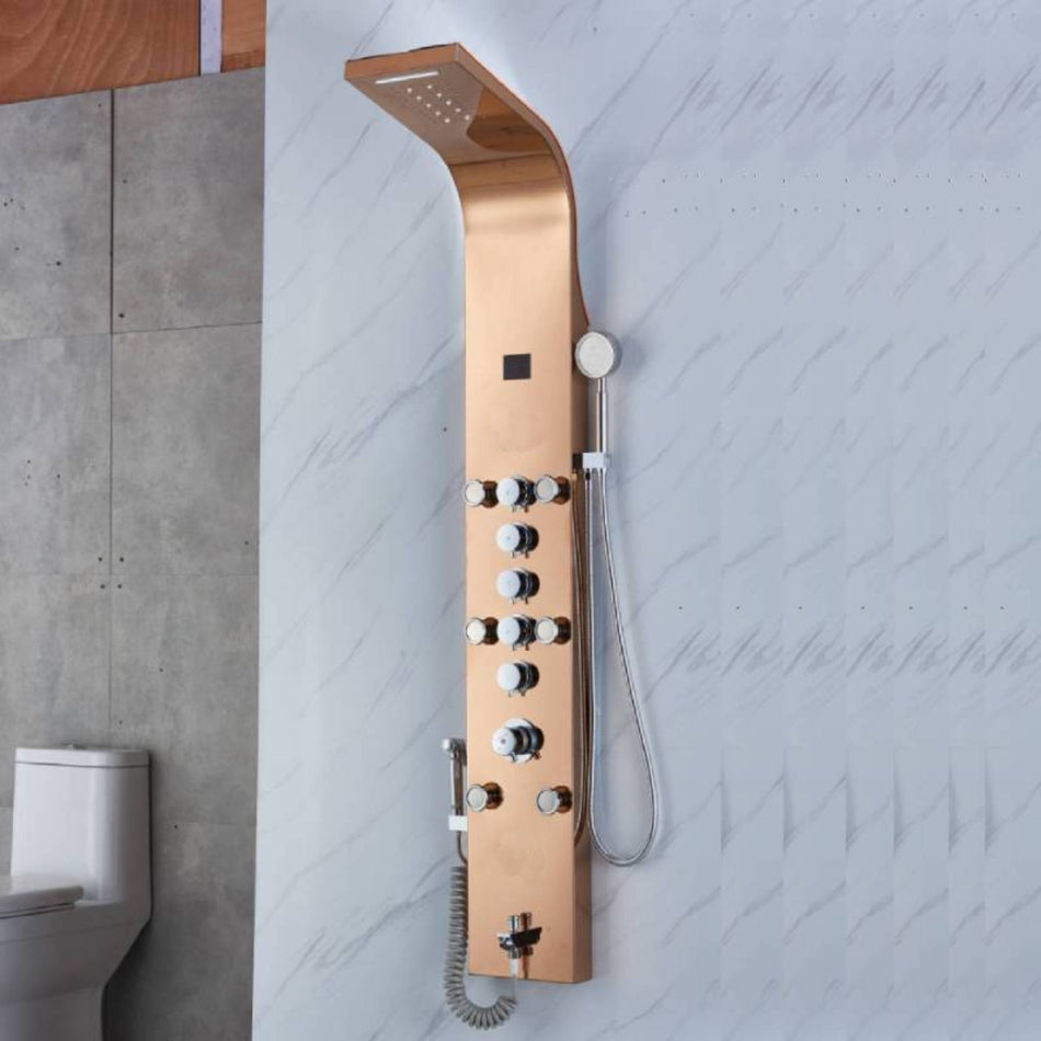 3 LED color Rose Golden Rain & Waterfall Tower Massage System each function work at the same time and separately