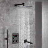 12-Inch Rainfall with our Wall-Mounted Oil Rubbed Bronze 3-Way Thermostatic Shower Faucet System: Simultaneous and Independent Functionality with Tub Spout,LED or Non-LED Options - Grolta Group USA