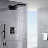 22'' Matte Black 3  Way Thermostatic Shower Faucet without body jets