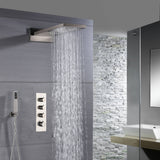 22inch rainfall and waterfall Brushed Nickel 3 Way digital Thermostatic Shower Faucet