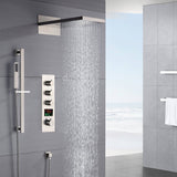22inch rainfall and waterfall Brushed Nickel 3 Way digital Thermostatic Shower Faucet