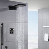 22'' Matte Black 3  Way Thermostatic Shower Faucet without body jets