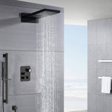 22'' Matte Black 3  Way Thermostatic Shower Faucet without body jets