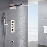 22inch rainfall and waterfall Brushed Nickel 3 Way digital Thermostatic Shower Faucet