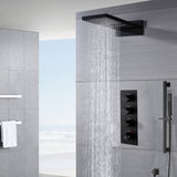 22-Inch Brushed Gold or Brushed Nickel Or Matte Black 3 Way Thermostatic Shower Faucet System with Rainfall and Waterfall