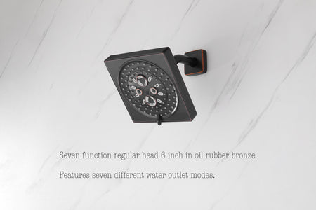 64 LED light Bluetooth Music 20-inch Rainfall Waterfall Flush Mounted Oil Rubbed Bronze 6-Way Thermostatic Shower Faucet System With Regular Heads And Handle Wand,Body Jets - Grolta Group USA