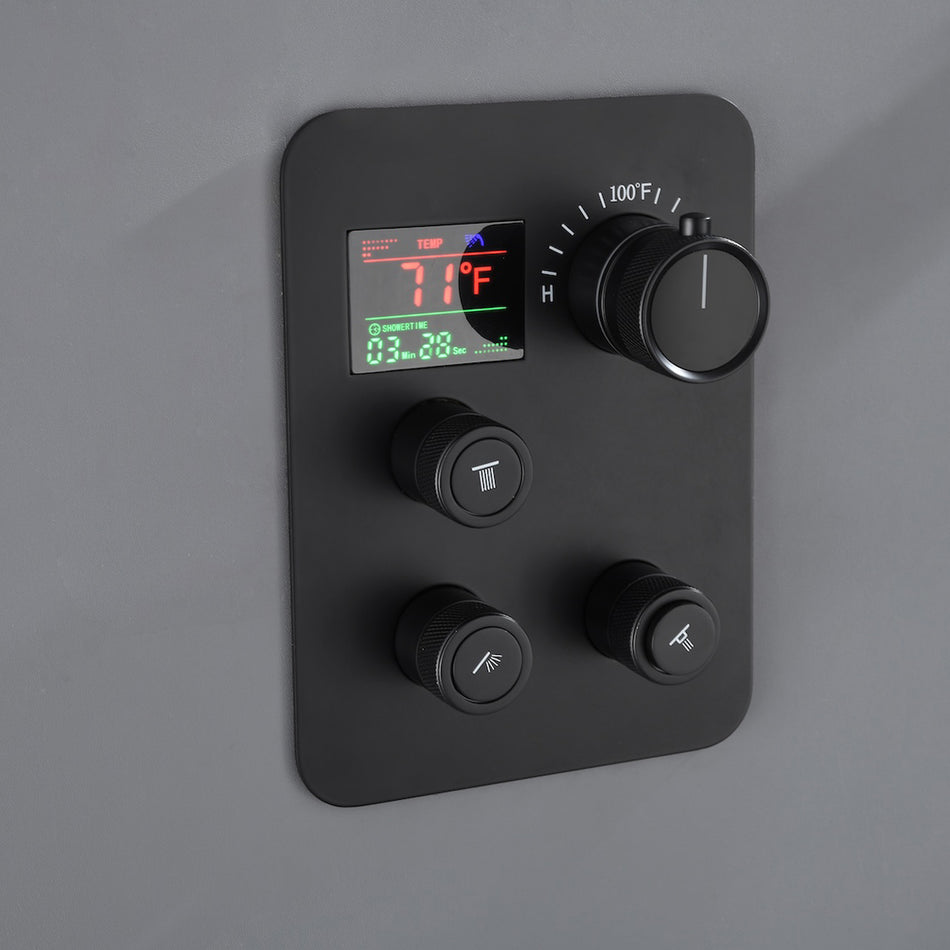 3 Way Thermostatic Valve with Digital Display  - Matte Black